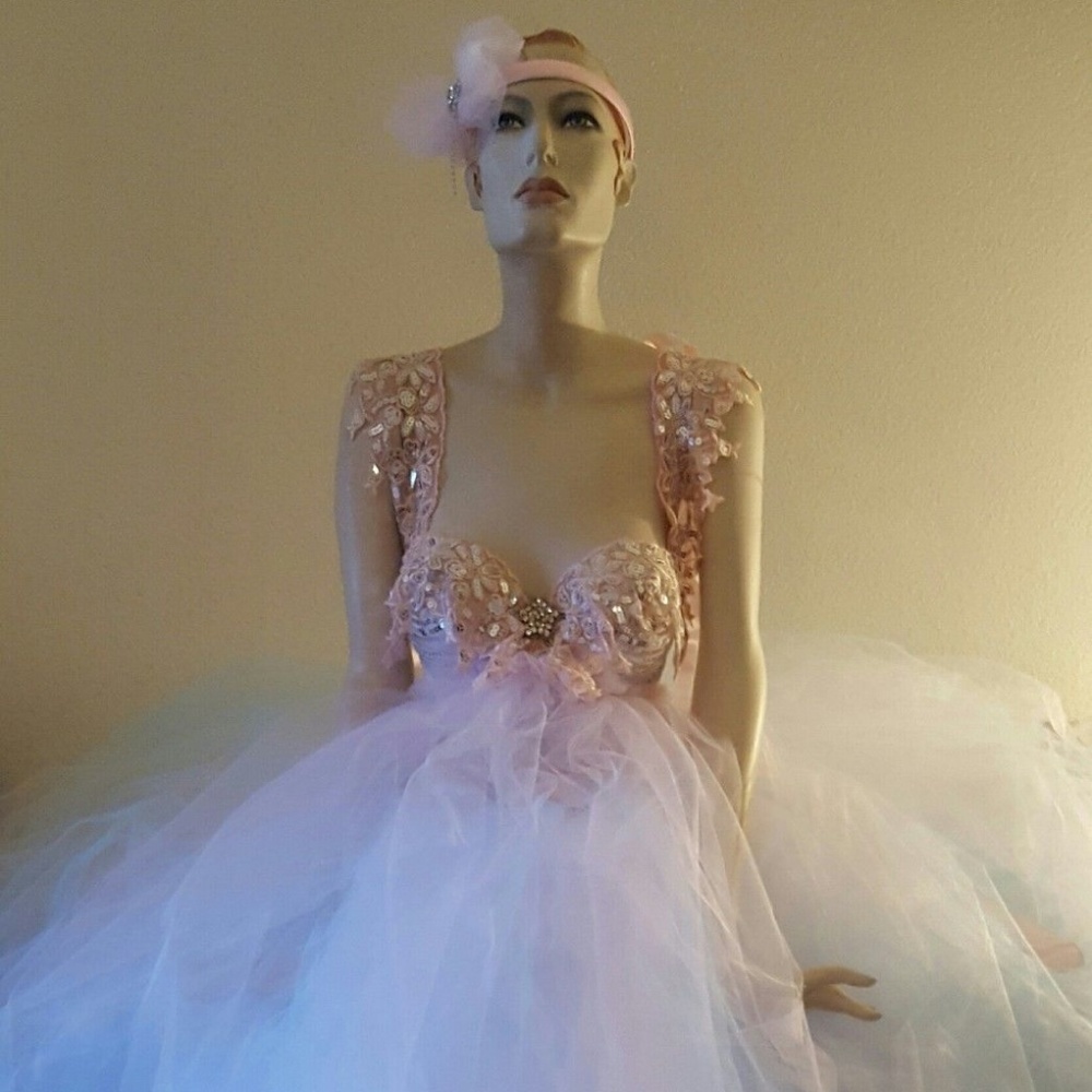 Pastel Rainbow Lace & Tulle Wedding Ballgown Set